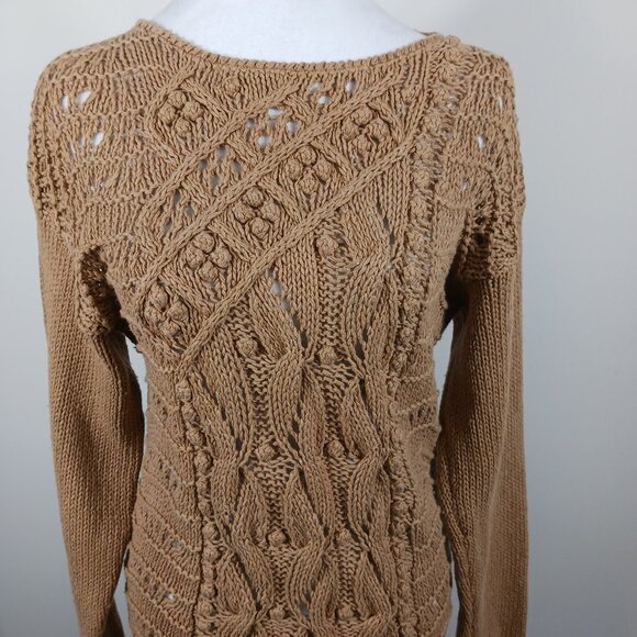 Cervelle Hand Knit Tan Sweater, Size Medium, Long Sleeve, Textured, Artisanal - Picture 7 of 16